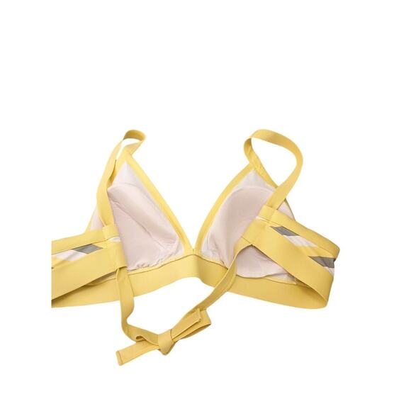 Kona Sol  2pc Bikini Plus Size 1X Yellow Gray White Striped Triangle Swim Beach - Picture 11 of 14